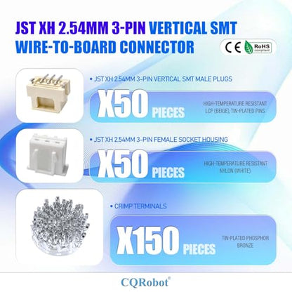 CQRobot JST XH 2.54mm Pitch 3-Pin Vertical SMT Header Electronic Connector