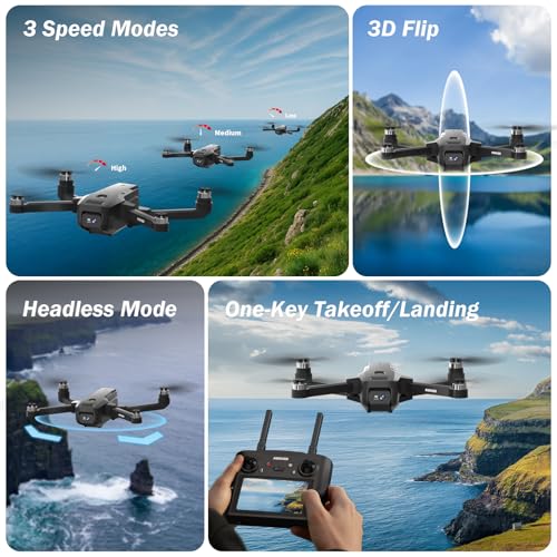 4.5‘’ Screen on Controller GPS Drone with EIS Camera for Adult Kid Beginner - color: Starry Black
