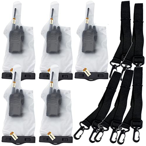 Lsgoodcare 5Pcs Portable Two Way Radio Waterproof Rainproof Bag Case Pouch Compatible with Motorola Kenwood Midland UV-3R UV-5R PX-888 Walkie Talkie Radio,5 Inch x 13.8 Inch, White - color: white5