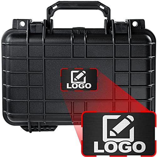Eylar Protective Gear and Camera Hard Case with Custom Logo Plate Waterproof Dry Box with Foam 11.6 Inch 8.3 Inch 3.8 Inch (Black) - color: Black