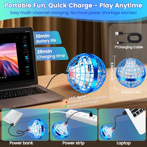 Flying Orb Ball Toy, 2026 Upgrade Hand Controlled Hover Ball - color: Bright Blue, size: 1 Pack