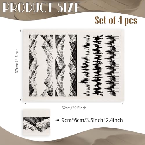 EVERJOYCRAFT 4pcs Underglaze Transfers for Pottery Mountains Ceramic Decals - color: Mountains Pine Forests