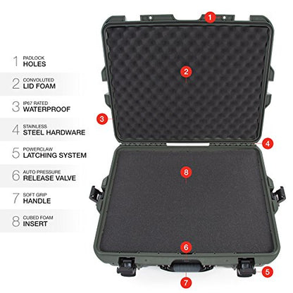 NANUK 945 Waterproof Hard Case with Foam Insert - Olive - color: Olive, style: Cubed Foam