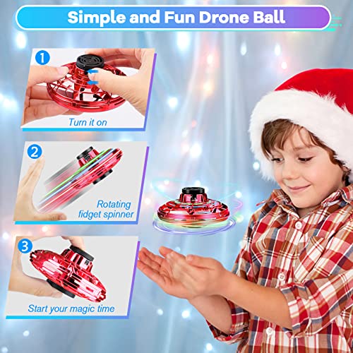 Drone for Kids Flying Toys, 2026 Upgrade LED Fidget Spinner (Red, 1 Pack)