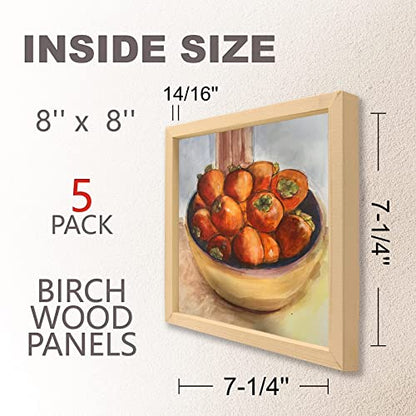 Cupohus 8'' x 8'' 5 Packs Unfinished Wood Canvas Panels for Painting - size: 8" x 8"