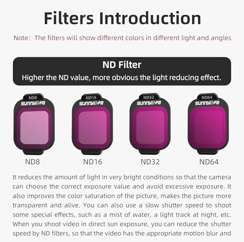 ND Filter Kit for DJI Flip Drone,MCUV,CPL ND8 ND16 ND32 ND64 Multi-Coated Camera Lens Filter Set Light Reduction Vlog Camera Filter Accessories (4PCS ND Set(ND8 + ND16 + ND32 + ND64))