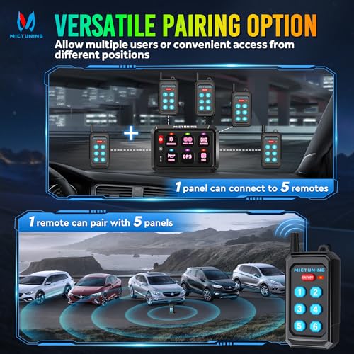 MICTUNING P1Y+ 6 Gang Switch Panel Wireless Remote Control Up to 230FT - color: Remote, size: 6 Gang