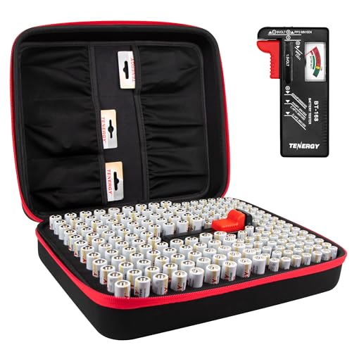 Tenergy Large Battery Organizer Storage Case with Battery Tester, Holds 100 AA Batteries & 100 AAA Batteries (Batteries not Included) - size: Holds 200 Batteries