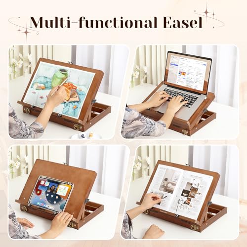 TYYIHUA Tabletop Easel for Painting, Adjustable Wooden Desktop Art Easel
