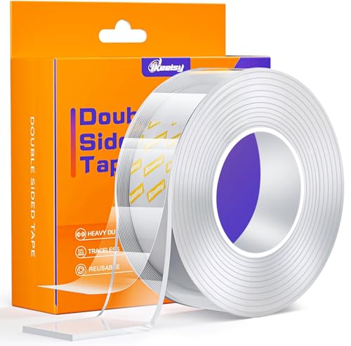 Upgraded Double Sided Tape Heavy Duty,1.18" x 198”,Extra Large Nano Double Sided Adhesive Mounting Tape,Clear & Tough Sticky Poster Wall Tape,Multipurpose Tape Picture Hanging Strips for Home Office - size: 1.18 x 198 inch
