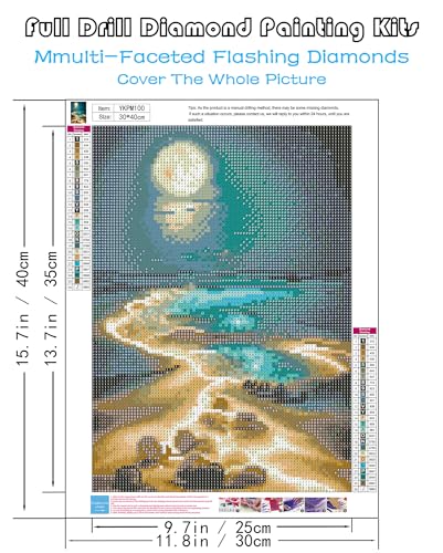 Moonlight Beach Diamond Art Kits for Adults, 5D Diamond Painting for Adults - color: Seaside Moonlight