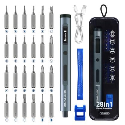 PHALANX 28-in-1 Electric Precision Screwdriver Repair Kit, Cordless, Grey - color: Grey-11
