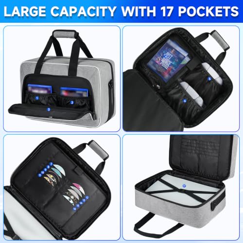 LEFOR·Z Travel Carrying Case Fits for PS5/PS5 Pro/PS4 with Thick Padding - color: Grey