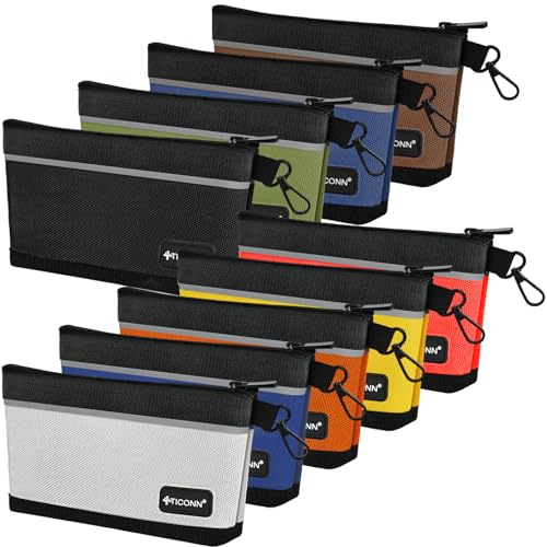 TICONN 9PK Tool Pouches with Zipper, Waterproof 1680D Oxford Small Tool Bag - size: Colored, 9 Pack Medium