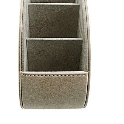 Remote Control Holder Organizer Table Desk Leather Control Storage TV Remote Control Organizer with 5 Spacious Compartments (Beige) - color: Beige