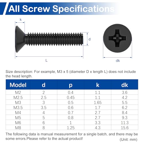 480Pcs M4 Countersunk Screws Assortment Kit with Nuts and Washers (6-25mm) - size: M4 x 6-25mm Kit