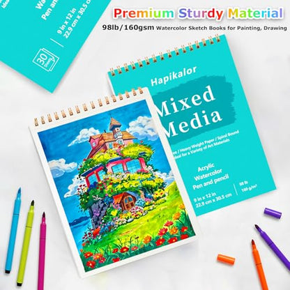 Mixed Media Sketchbook 9"x12" Multimedia Sketchbook, 30 Sheets Sketch Book - size: 9" x 12"