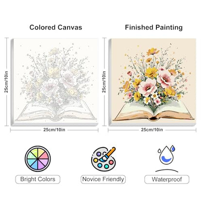 4 Pack Framed Paint by Numbers Kit for Adults with Wooden Easel, Book - color: YOP4P06
