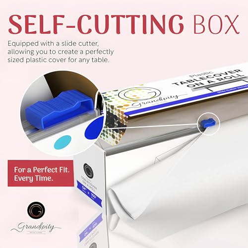 Grandipity Plastic Table Cloth Roll - 54in x 100 Ft. Table Cover White - color: White, size: 1200" x 54" (Rectangular)