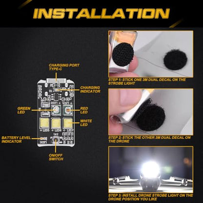 x xotic tech Mini Propellers Replacement Drone Strobe Light Weight Super Bright LEDs Compatible with Mini 2 SE/Mini SE/Mini 2/Mini 4k, Low-Noise 4726 Blades Props Night Flying LED Lamp(17PCS)