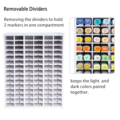 SANFURNEY Marker Organizer for 180 Markers, Desktop Storage Rack - size: Rack for 180 Markers - White