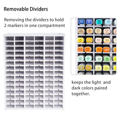 SANFURNEY Marker Organizer for 180 Markers, Desktop Storage Rack - size: Rack for 180 Markers - White