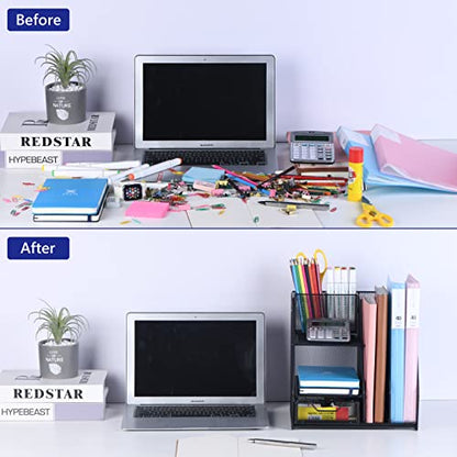 Topwey Desk Organizers and Acceessories for Office School Study - color: dark black