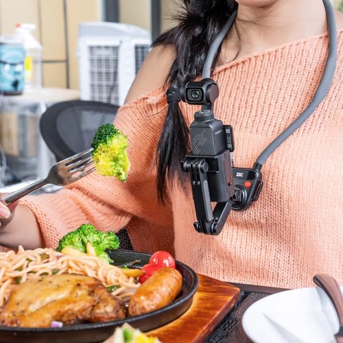 JJC Extension Accessories Adapter for DJI Pocket 3(Mount Plate for DJI Pocket Combo Accessries) — Foldable Action Camera Mount with Cold Shoe, Silicone Pads, Secure Latch Lock