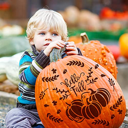 Gersoniel 20 Pcs Fall Thanksgiving Stencils Pumpkin for Crafts Reusable