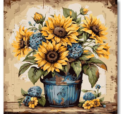 Gemozaic Sunflower Paint by Numbers Kit for Adults, 16 x 16 INCH, Unframed