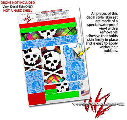 Skin Decal Wrap 2 Pack Compatible with DJI Ryze Tello Rainbow Plaid Skull Drone NOT Included