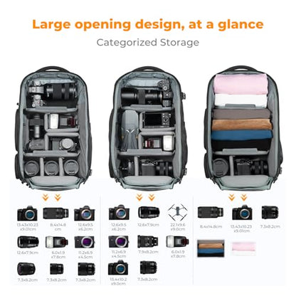 K&F CONCEPT Camera Backpack,30L Large Capacity Camera Bag for Photographers - color: 03-black-grey, size: 30L