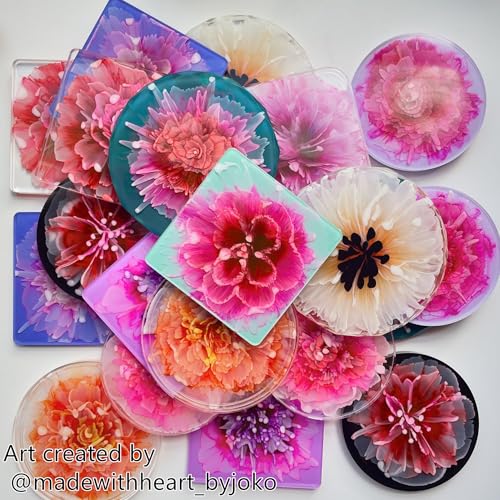 8-Pcs Silicone Resin Coaster Tray Mold, Round and Square - color: 4 Rounds + 4 Squares