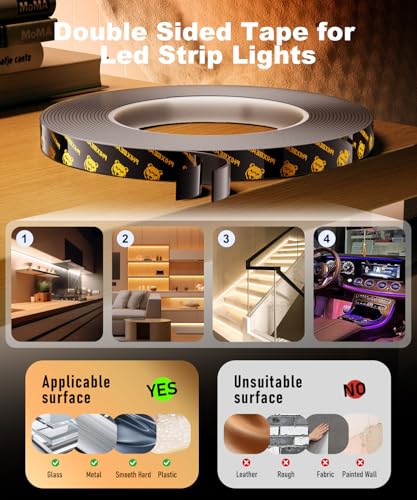 PHIXBEAR 2 Rolls Double Sided Tape Heat Resistant Heavy Duty, 0.25" x 20FT - size: 1/4" x 20FT (2 Rolls)