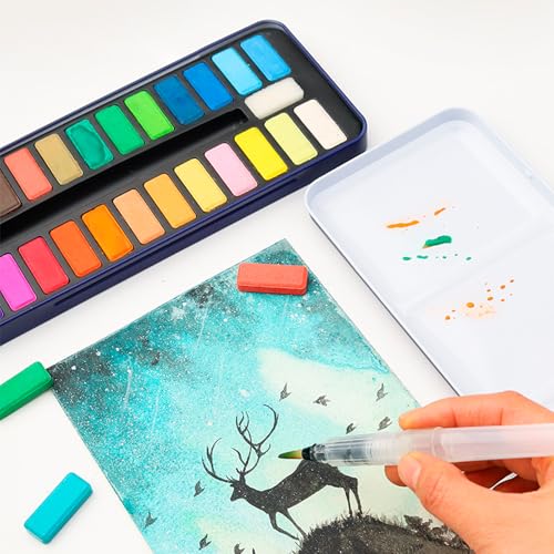 Watercolor Paint Set, Portable Travel Palette for Painting and Sketching