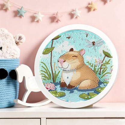 bleihum Capybara Diamond Art Kits for Kids with Round Frame 8X8 inch - color: CC1163-US