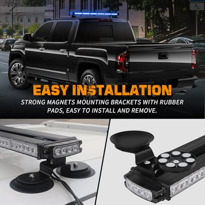 XRIDONSEN 28.4" 80 LED Blue Roof Emergency Lights Top Strobe Light Bar - color: Blue