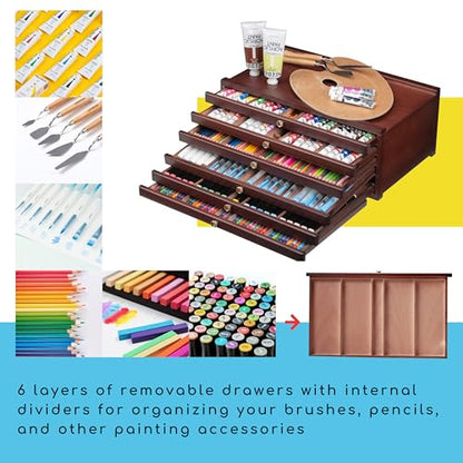 MEEDEN Art Supply Storage Box: 6 Drawers Pencil Organizer Craft Storage - size: 6 Layer Drawers