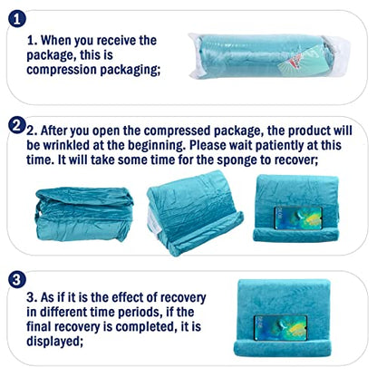 Multi-Angle Tablet Stand with Soft Pad Cushion and Net Pocket - Universal Phone and Pad Holder for Lap, Knee, Sofa and Bed (Light Blue) - color: Light Blue