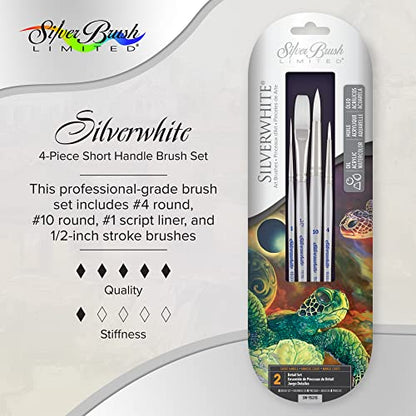Silver Brush Limited Silverwhite Detail Watercolor Paintbrush Set, 4pc - style: 4 Pc, Detail Set