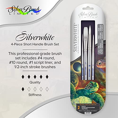 Silver Brush Limited Silverwhite Detail Watercolor Paintbrush Set, 4pc - style: 4 Pc, Detail Set
