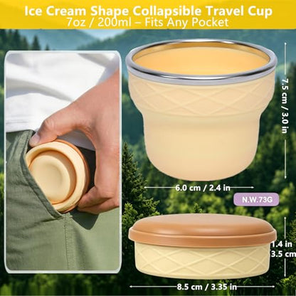 IYYI Collapsible Cup for Travel, Upgraded Foldable Cup with Lid - color: Cream