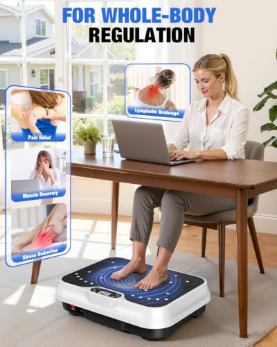 Bigzzia Vibration Plate Exercise Machine for Lymphatic Drainage & Fitness - color: White