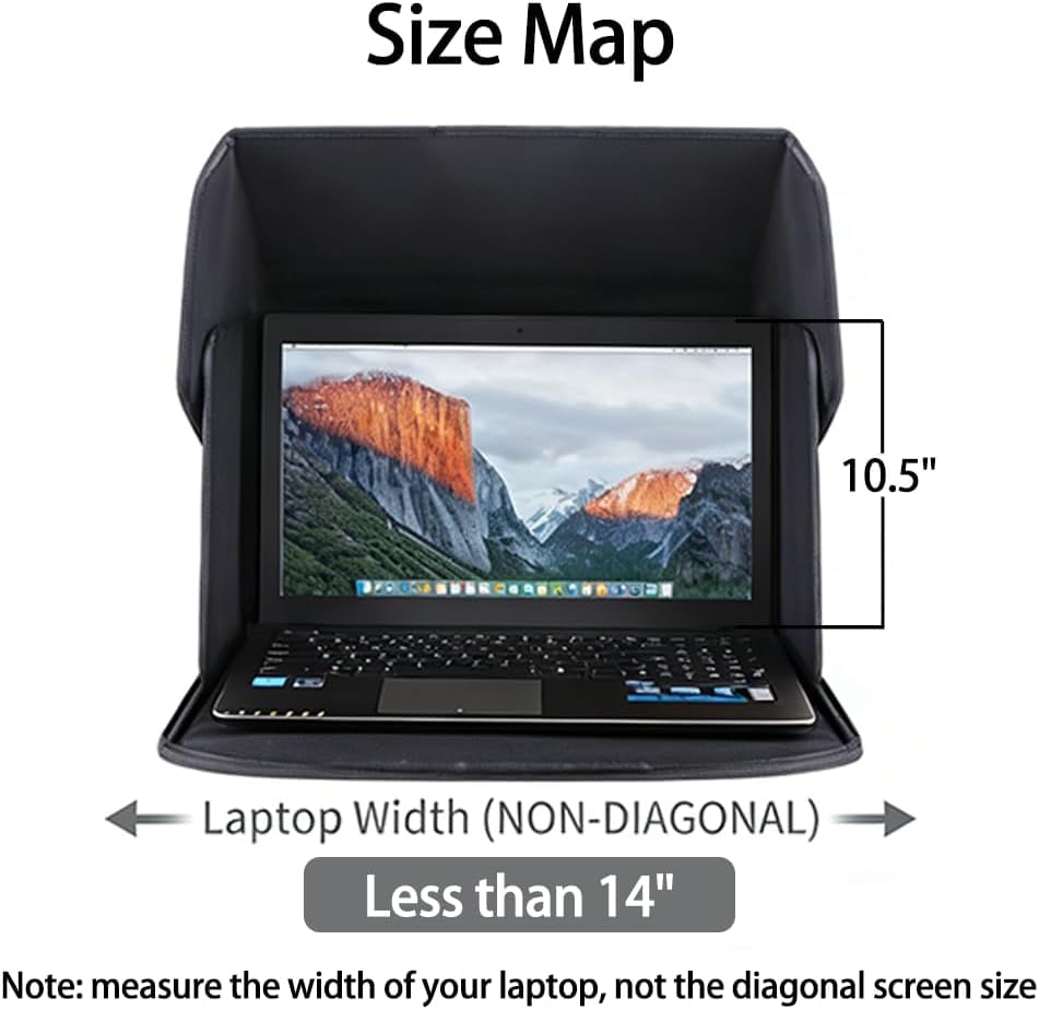 Anti-Glare Laptop Sun Shade for 14-Inch Notebook, Foldable Screen Hood for Outdoor Work