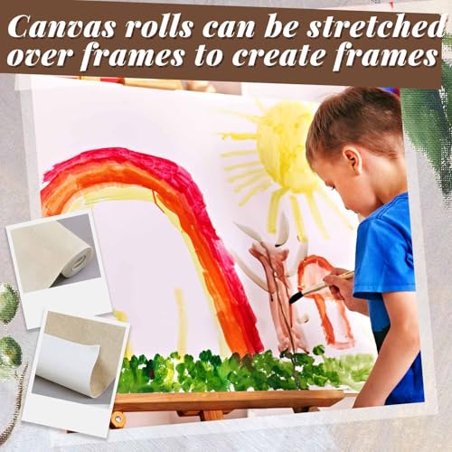 Kinlop 36 Inch X 20 Feet Double Primed Cotton Canvas Roll, Linen Beige - color: Linen Beige, size: 36 Inch X 20 Feet