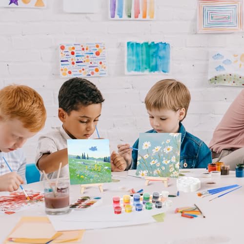 Qilery 24 Set 6 x 6 Inch Canvas Boards and Easel for Painting - size: 6" X 6"