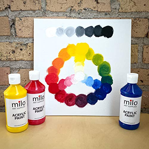 milo Acrylic Paint Set, 8 Primary Colors, 8 oz Bottles, Semi-Gloss - style: Primary Set 8 x 8 oz