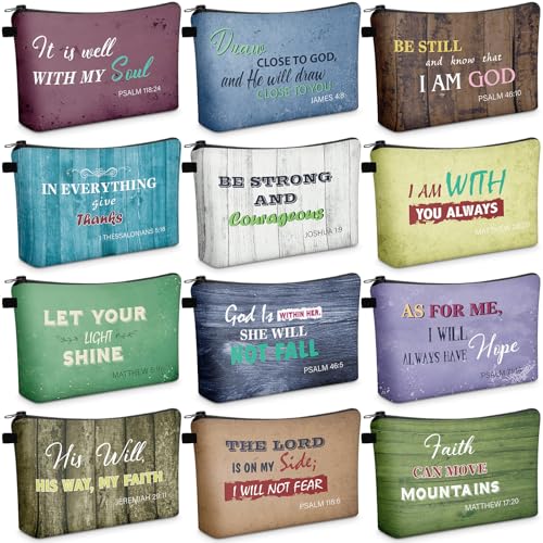 Chunful 12 Pcs Christian Church Gift Women Makeupbag, Retro, 7.5 x 5 in - style: Vintage