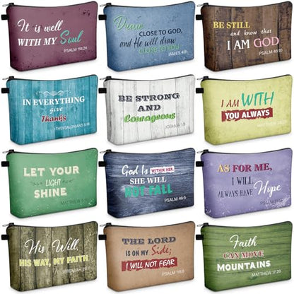 Chunful 12 Pcs Christian Church Gift Women Makeupbag, Retro, 7.5 x 5 in - style: Vintage