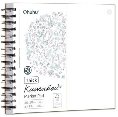 Ohuhu 8.3"x8.3" Double-Sided Bleedproof Marker Pad Art Sketchbook 50 Sheets - size: 8.3" x 8.3"